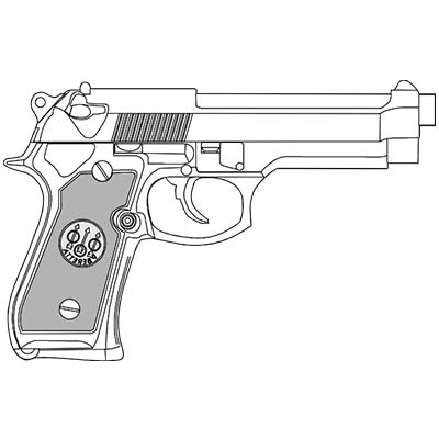 9mm Hand Gun Design Fake Temporary Water Transfer Tattoo Stickers NO.10328